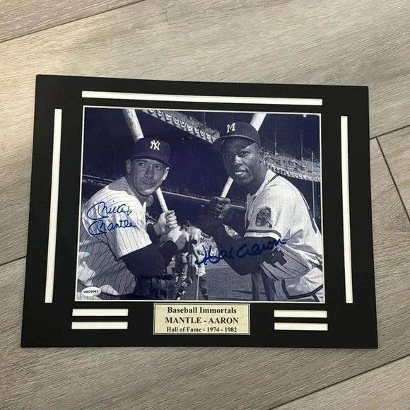 Hank Aaron Mickey mantle autographed 8x10 ph… - Picture 1 of 1
